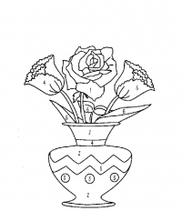 Раскраска Ваза с цветами (сложение и вычитание до 10) распечатать или скачать